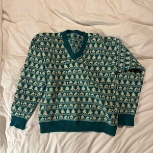 VINTAGE 1970’S PATTERN KNIT V-NECK SWEATER